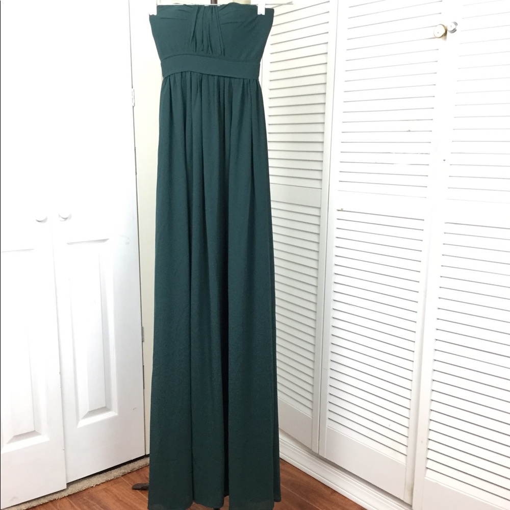 JARLO LONDON LUNE GREEN CHIFFON SWEETHEART DRESS - Picture 2 of 7